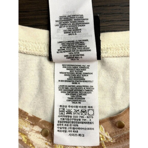 Womens HARLEY DAVIDSON Tank Top Eagle Brown & Cream Metallic Gold Vintage Y2K XL - Picture 7 of 8